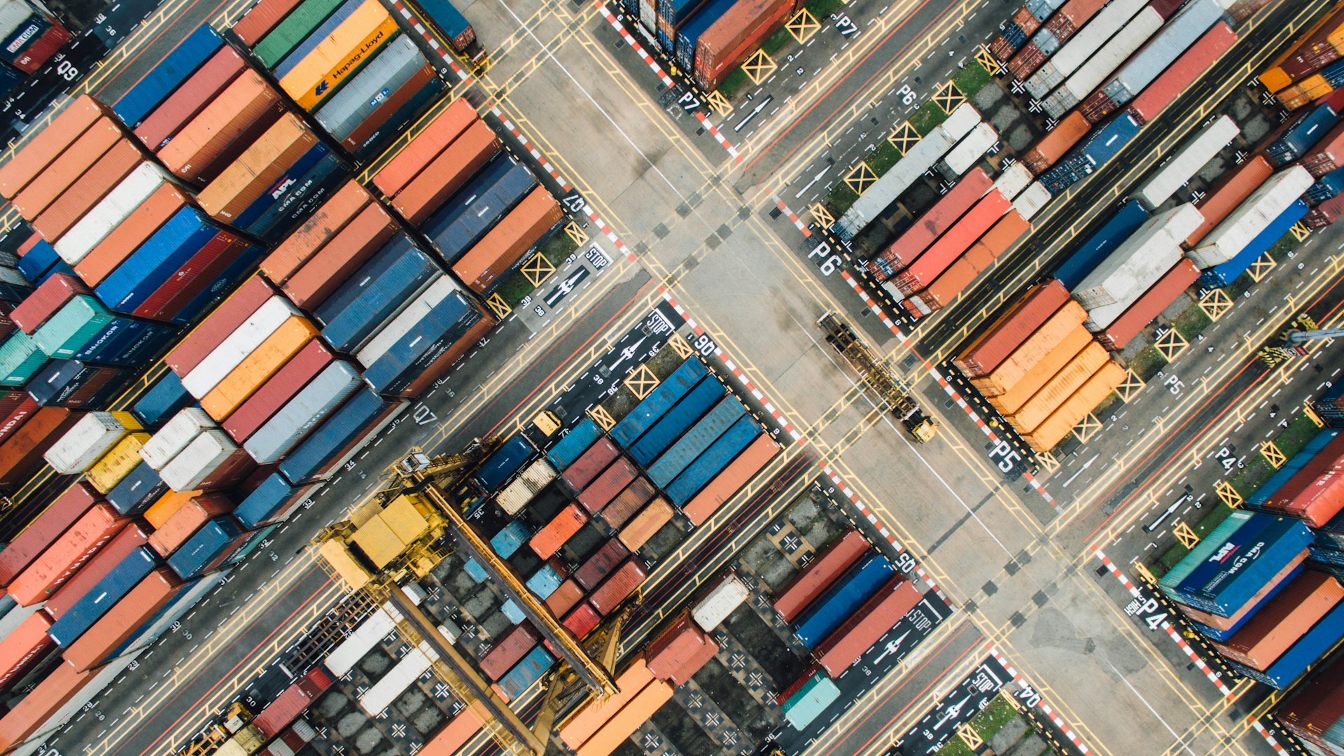 Shipping containers at a global port